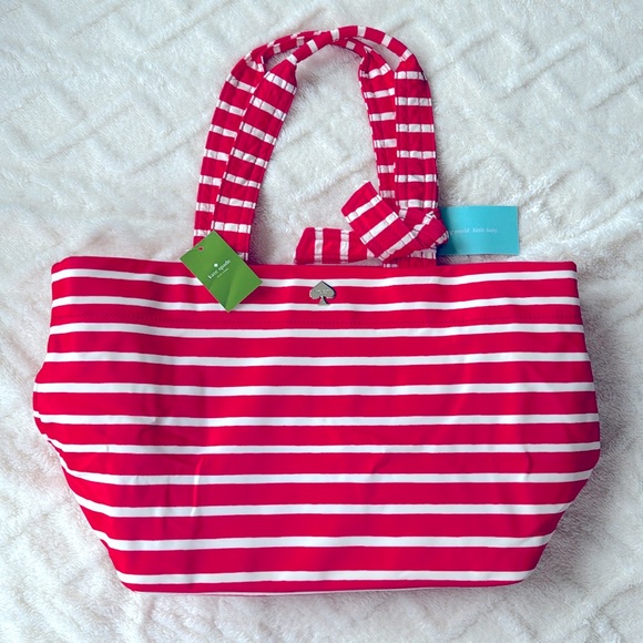 Kate Spade red and white striped diaper bag